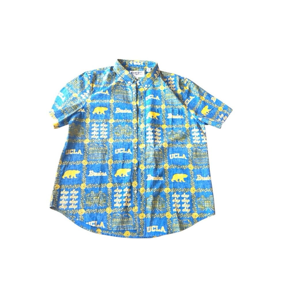 Ucla Bruins Reyn Spooner Hawaiian Shirt Mens XL Blue Yellow Aloha Classic Fit